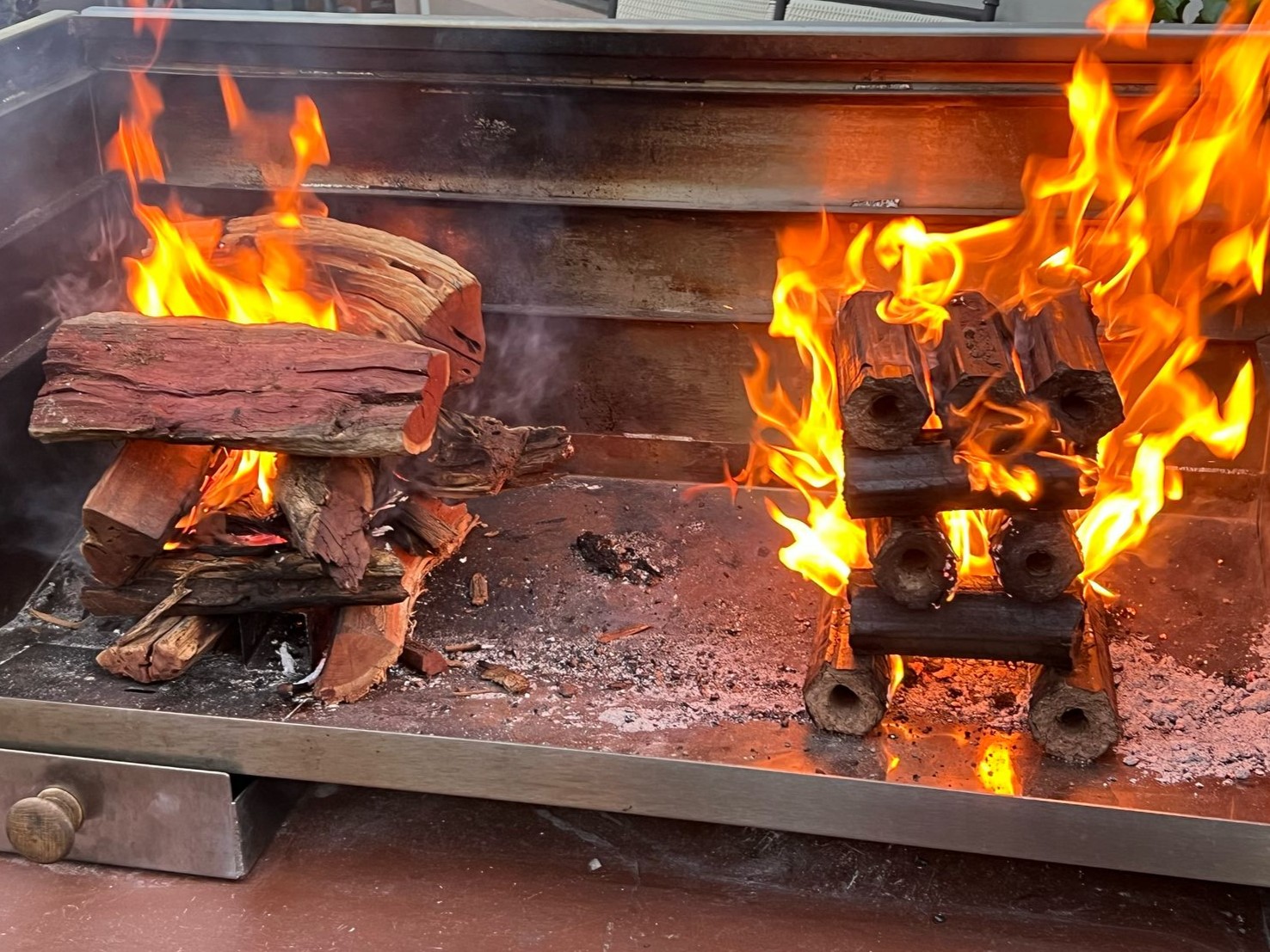 Briquettes in use for a braai